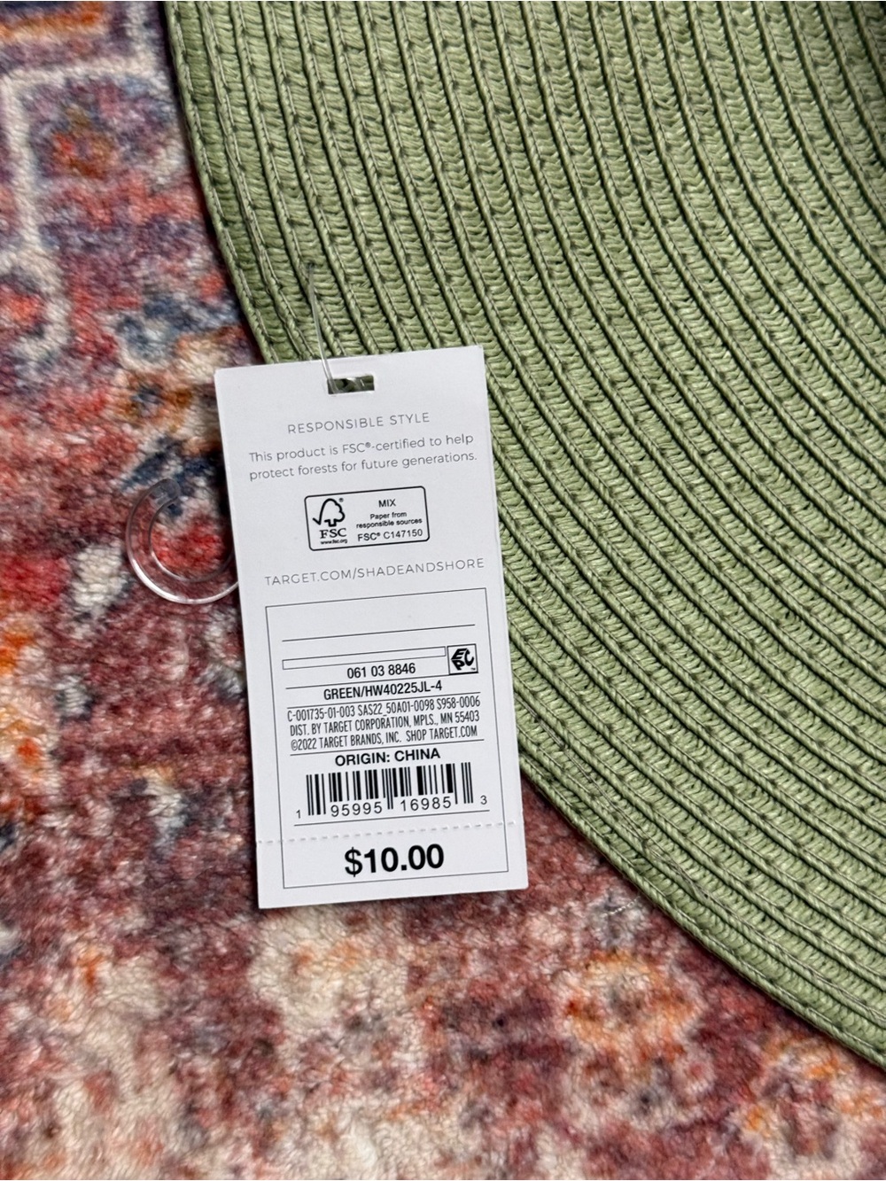 Target Shade & Shore Olive Green Wide Brim Sun Hat NWT - Picture 7 of 7